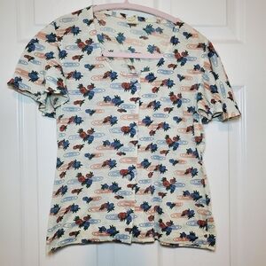 Vtg 60s Jantzen Label 4 Jrs Button Down Floral Shirt Sz Med